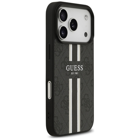 Guess 4G Printed Stripes MagSafe - Etui iPhone 17 Pro (czarny) (GUHMP17LP4RPSK)