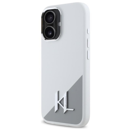 Karl Lagerfeld Silicone Shadow Metal Initial MagSafe - Etui iPhone 16 (biały) (KLHMP16SSCMKMPCH)