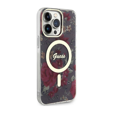 Guess Flower MagSafe - Etui iPhone 14 Pro Max (Zielony) (GUHMP14XHCFWSA)