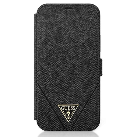 Guess Booktype Saffiano V – Etui iPhone 12 Pro Max (czarny) (GUFLBKP12LVSATMLBK)