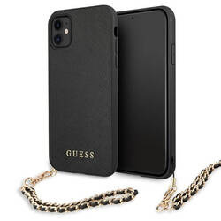 Guess Saffiano Chain - Etui iPhone 11 (czarny) (GUHCN61SASGBK)