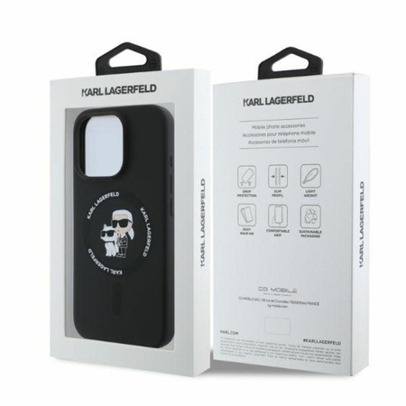 Karl Lagerfeld Silicone Karl & Choupette Ring MagSafe - Etui iPhone 16 Pro Max (czarny) (KLHMP16XSCMKCRHK)