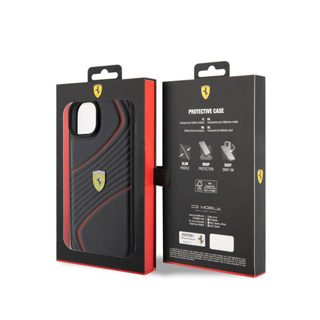 Ferrari Twist Metal Logo - Etui iPhone 15 Plus (czarny) (FEHCP15MPTWK)