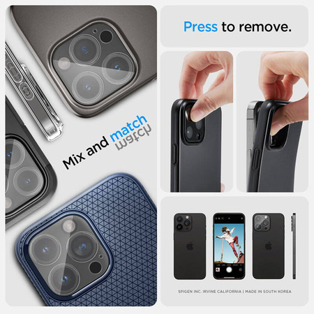 Spigen Optik.TR Camera Protector - Szkło ochronne na obiektyw do iPhone 15 Pro / 15 Pro Max / iPhone 14 Pro / 14 Pro Max (2 szt) (Przezroczysty) (AGL05761)