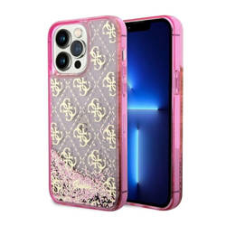 Guess Liquid Glitter Transculent 4G - Etui iPhone 14 Pro Max (Różowy) (GUHCP14XLC4PSGP)