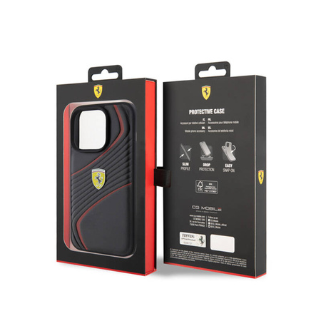 Ferrari Twist Metal Logo - Etui iPhone 15 Pro (czarny) (FEHCP15LPTWK)