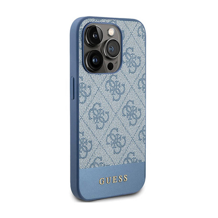 Guess 4G Bottom Stripe Metal Logo Collection - Etui iPhone 15 Pro (niebieski) (GUHCP15LG4GLBL)