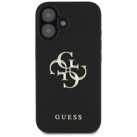 Guess Grained Big 4G Logo Small Classic Logo - Etui do iPhone 16 (czarny) (GUHCP16SPGT4MBK)