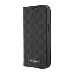 Karl Lagerfeld Booktype Saffiano Monogram - Etui iPhone 14 Pro (Czarny) (KLBKP14LSAKLHPK)