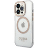 Guess Metal Outline Magsafe - Etui iPhone 15 (przezroczysty / złoty) (GUHMP15SHTRMD)