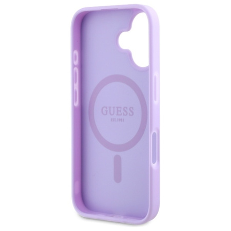 Guess Saffiano Peony Classic Logo MagSafe - Etui iPhone 16 (fioletowy) (GUHMP16SPSAPSMEU)