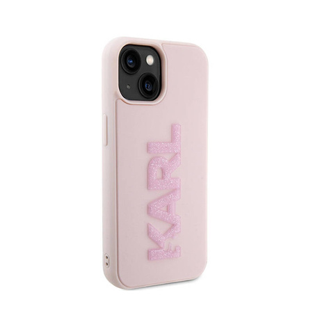 Karl Lagerfeld 3D Rubber Glitter Logo - Etui iPhone 15 Plus (różowy) (KLHCP15M3DMBKCP)