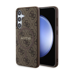 Guess 4G Collection Leather Metal Logo MagSafe - Etui Samsung Galaxy S24 (brązowy) (GUHMS24SG4GFRW)