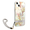 Guess Flower Cord - Etui ze smyczką iPhone 13 mini (Purple) (GUHCP13SHFLSU)