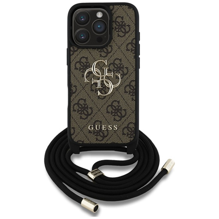 Guess 4G Big Logo Cord Strap Crossbody - Etui do iPhone 16 Pro Max (brązowy) (GUHCP16XP4GMGCRW)