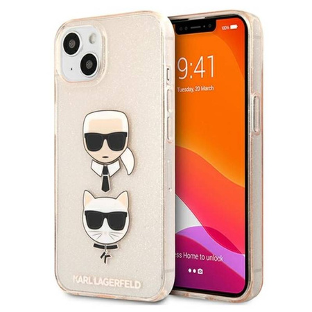 Karl Lagerfeld Glitter Karl & Choupette Head - Etui iPhone 13 mini (złoty) (KLHCP13SKCTUGLGO)