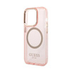Guess Gold Outline Translucent MagSafe - Etui iPhone 14 Pro (różowy) (GUHMP14LHTCMP)