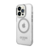 Guess Metal Outline MagSafe - Etui iPhone 14 Pro Max (przezroczysty / srebrny) (GUHMP14XHTRMS)