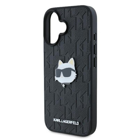 Karl Lagerfeld Monogram Choupette Head Pin - Etui iPhone 16 (czarny) (KLHCP16SPGKLCHPK)