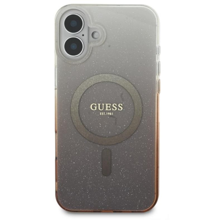 Guess IML Glitter Gradient MagSafe - Etui iPhone 16 (brązowy) (GUHMP16SHGRCELW)
