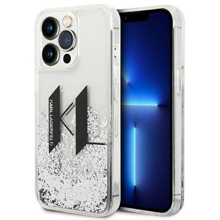 Karl Lagerfeld Liquid Glitter Big Logo Case – Etui iPhone 14 Pro (srebrny) (KLHCP14LLBKLCS)