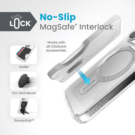 Speck Presidio Perfect-Clear ClickLock & Magsafe - Etui iPhone 15 Pro (Clear / Chrome Finish / Serene Silver) (150449-3199)