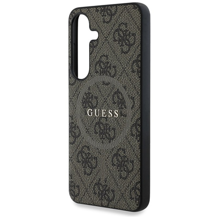 Guess Leather 4G Colored Ring Classic Logo MagSafe - Etui do Samsung Galaxy S25 (brązowy) (GUHMS25SG4GFRW)