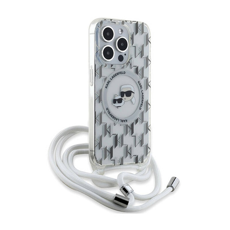 Karl Lagerfeld IML Crossbody Monogram Karl & Choupette Head MagSafe - Etui iPhone 15 Pro Max (przezroczysty) (KLHMP15XHCKCKLCT)