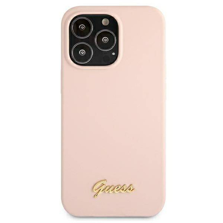 Guess Silicone Script MagSafe - Etui iPhone 13 Pro Max (różowy) (GUHMP13XLSLMGLP)