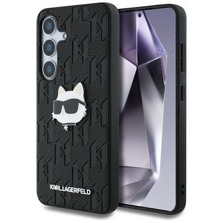Karl Lagerfeld Leather Monogram Pin Logo Choupette Head - Etui Samsung Galaxy S25 (czarny) (KLHCS25SPGKLCHPK)