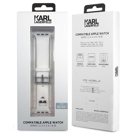 Karl Lagerfeld Silicone Choupette Head – Pasek do Apple Watch 38/40/41 mm (biały) (KLAWMSLCW)