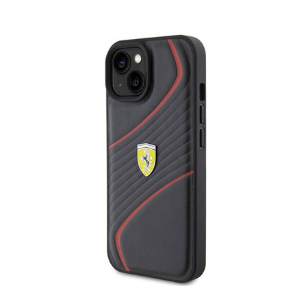 Ferrari Twist Metal Logo - Etui iPhone 15 (czarny) (FEHCP15SPTWK)