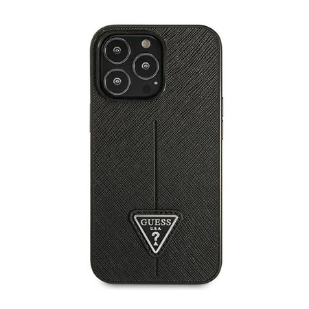 Guess Saffiano Triangle Logo Case – Etui iPhone 14 Pro (czarny) (GUHCP14LPSATLK)