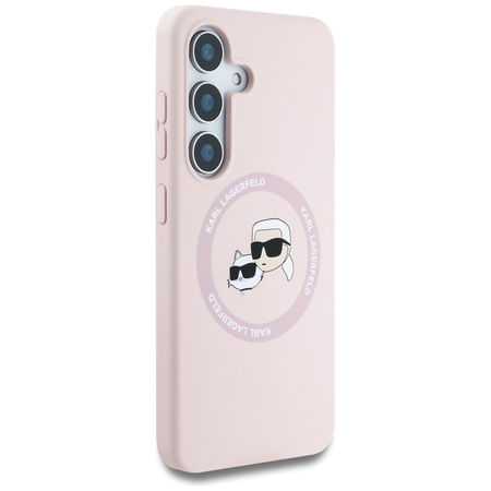 Karl Lagerfeld Silicone Double Heads And Circle MagSafe - Etui Samsung Galaxy S25 (różowy) (KLHMS25SSKCHTCP)