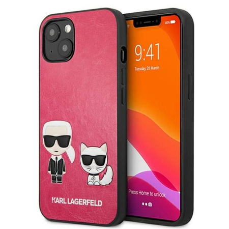 Karl Lagerfeld PU Leather Karl & Choupette Embossed - Etui iPhone 13 Mini (fuksja) (KLHCP13SPCUSKCP)