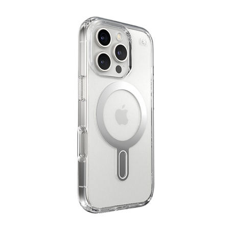 Speck Presidio Perfect-Clear ClickLock & MagSafe - Etui iPhone 16 Pro (Clear / Chrome Finish / Serene Silver) (150703-3199)