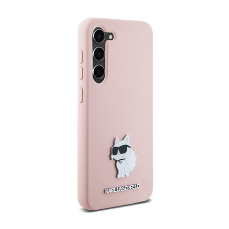 Karl Lagerfeld Silicone Choupette Metal Pin - Etui Samsung Galaxy S24+ (różowy) (KLHCS24MSMHCNPP)