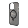 Guess Ring Stand Script Glitter MagSafe - Etui iPhone 15 Pro (czarny) (GUHMP15LHRSGSK)