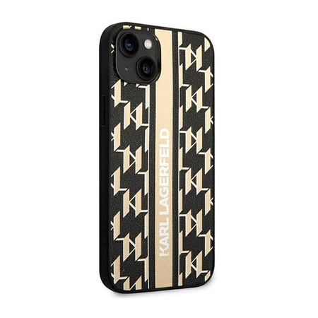Karl Lagerfeld Monogram Stripe - Etui iPhone 14 Plus (brązowy) (KLHCP14MPGKLSKW)