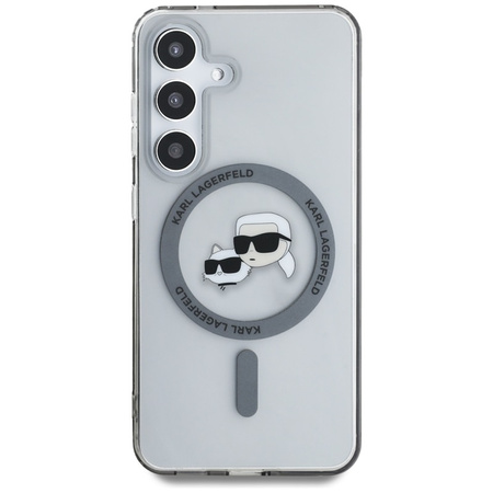 Karl Lagerfeld Button Karl & Choupette Heads Printed Logo MagSafe - Etui Samsung Galaxy S25 (czarny) (KLHMS25SHLSKCK)
