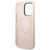 Guess Silicone Logo Plate MagSafe - Etui iPhone 14 Pro Max (różowy) (GUHMP14XSBPLP)