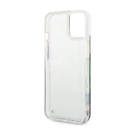 Guess Liquid Glitter Flower – Etui iPhone 14 (niebieski) (GUHCP14SLFLSB)