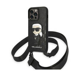 Karl Lagerfeld NFT Monogram Ikonik Patch - Etui iPhone 14 Pro (czarny) (KLHCP14LSTKMK)
