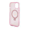 Guess Ring Stand Script Glitter MagSafe - Etui iPhone 15 Plus (różowy) (GUHMP15MHRSGSP)