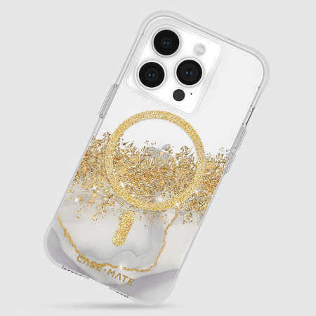Case-Mate Karat MagSafe - Etui iPhone 15 Pro zdobione złotem (Marble) (CM051480)