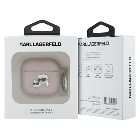 Karl Lagerfeld Monogram Karl & Choupette Head - Etui AirPods 4 (różowy) (KLA4PGKCPP)