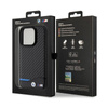 BMW Leather Carbon Blue Line - Etui iPhone 15 Pro (czarny) (BMHCP15L22NBCK)