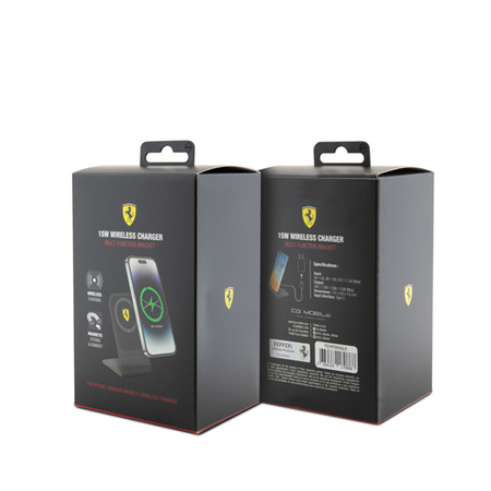 Ferrari MagSafe Desk Charger with Stand - Ładowarka indukcyjna MagSafe 15W na biurko (czarny) (FEMFBMALK)