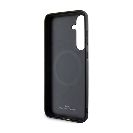 BMW Signature Leather Textured & Line MagSafe - Etui Samsung Galaxy S24 (czarny) (BMHMS24S23RDCLK)
