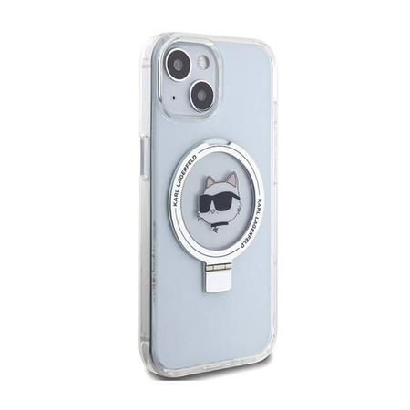Karl Lagerfeld Ring Stand Choupette Head MagSafe - Etui iPhone 15 (biały) (KLHMP15SHMRSCHH)